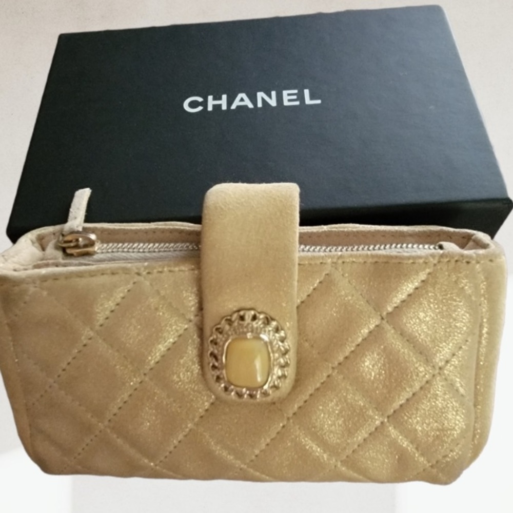 Gorgeous RARE Chanel Phone Pouch or Cosmetic Bag with Cabochon Flap Runway 2011